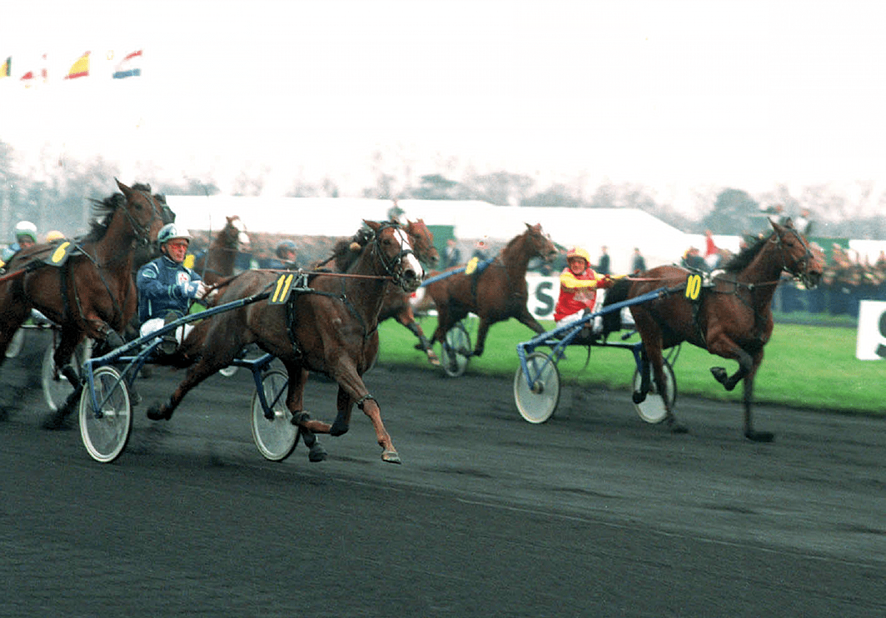 Kanal 75 Media. Queen L. och Stig H Johansson vinner Prix d'Amerique 1993. Fri publ t o m 060104. Foto: Claes K rrstrand